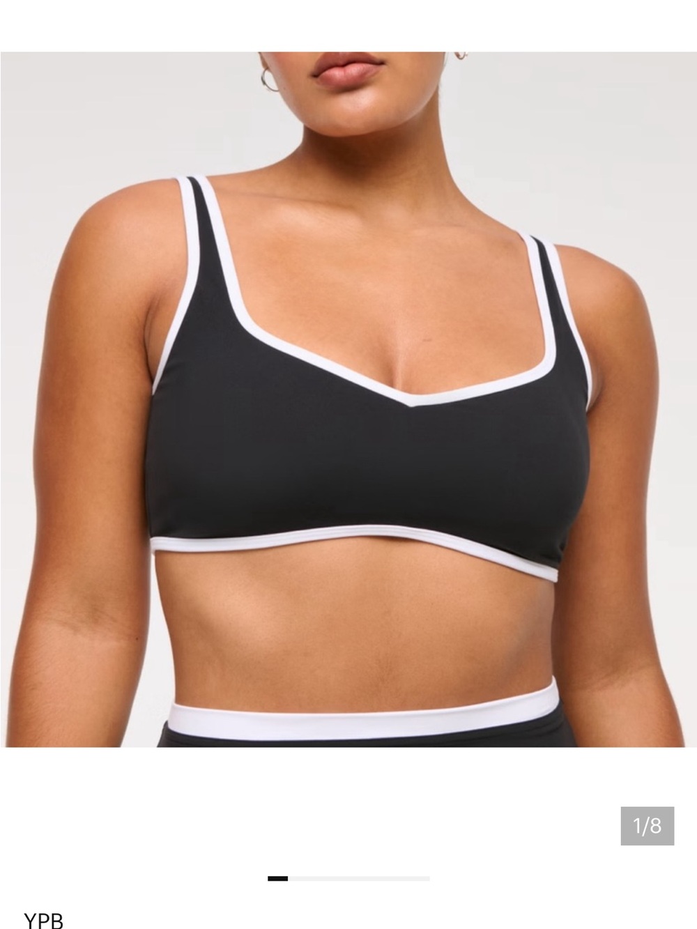 Black and White Contrast Sports Bra - Women